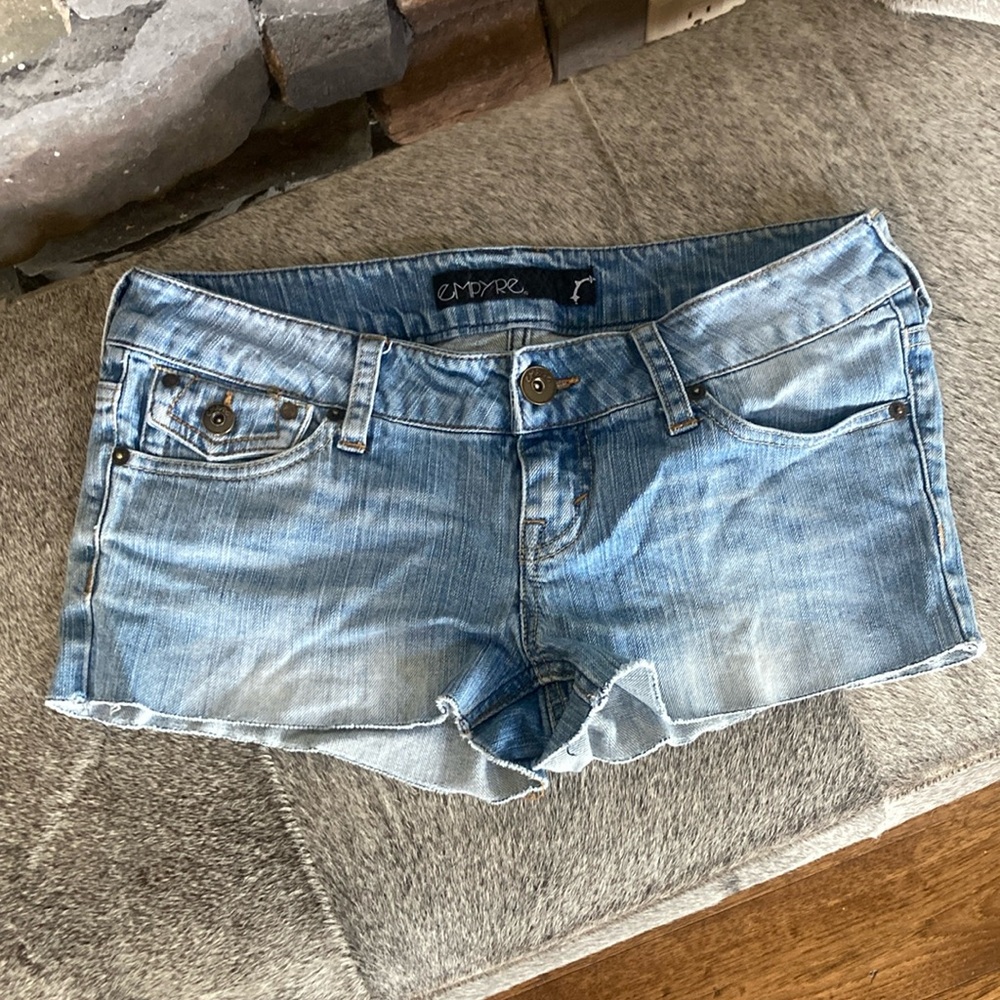 Empyre Y2K Low Rise Micro Mini Cut Off Light Wash Jean Shorts